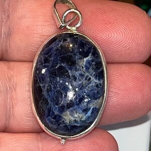 Vtg Genuine sodalite “princess blue” color sterling silver